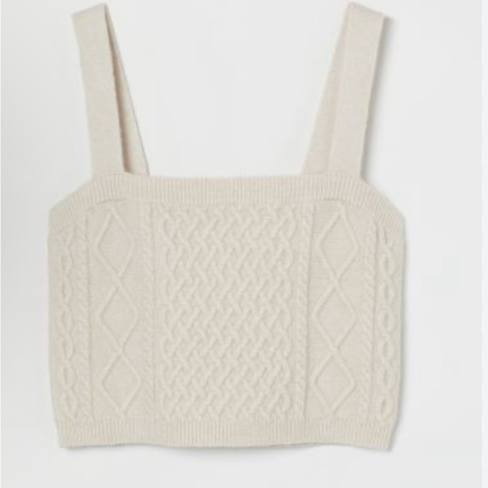 H&M Cable-knit Crop Top off-white size Medium‎